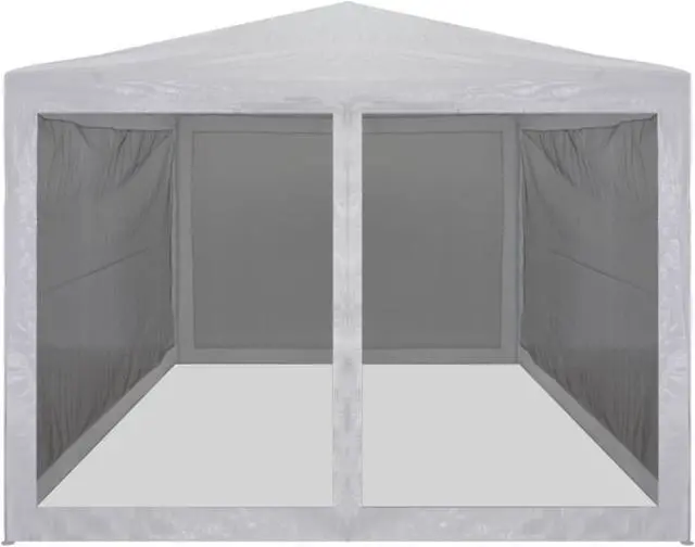Alt view image 8 of 10 - vidaXL Party Tent Outdoor Canopy Tent Gazebo with Mesh Sidewalls White and Black