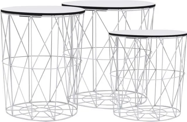 Alt view image 9 of 19 - vidaXL Coffee Table 3 Pcs Round End Sofa Table Living Room Furniture White
