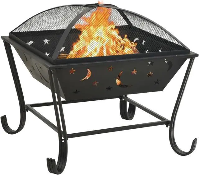 Alt view image 9 of 13 - vidaXL Fire Pit Outdoor Fireplace for Camping Firebowl with Poker XXL Steel