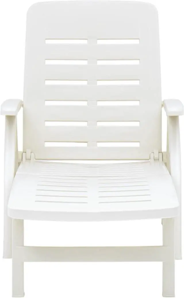 Alt view image 3 of 13 - vidaXL Folding Sun Lounger Plastic White