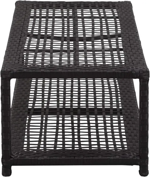 Alt view image 7 of 11 - vidaXL Shoe Rack 2-Tier Shoe Storage Organizer Shoe Shelf Black Poly Rattan