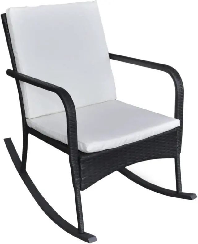 Alt view image 2 of 10 - vidaXL Outdoor Rocking Chair Black Poly Rattan