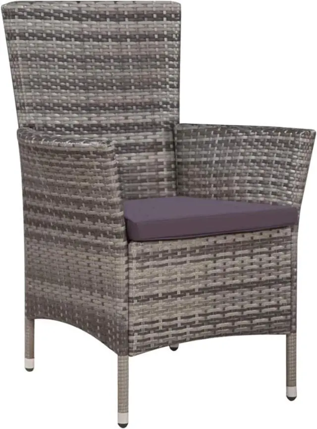 Alt view image 12 of 13 - vidaXL Patio Chair and Stool Sofa Furniture with Cushions Poly Rattan Gray