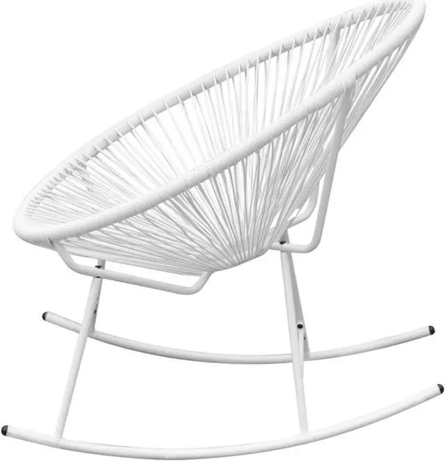 Alt view image 8 of 20 - vidaXL Rocking Chair All Weather Resistant Patio Rocker Chair White Poly Rattan