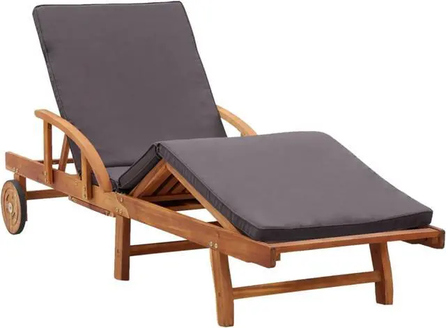 Alt view image 10 of 11 - vidaXL Patio Lounge Chair Outdoor Chaise Lounge with Cushion Solid Acacia Wood