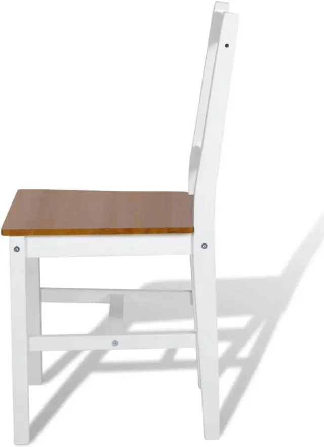 Alt view image 4 of 9 - vidaXL Dining Chairs 6 pcs White Pinewood