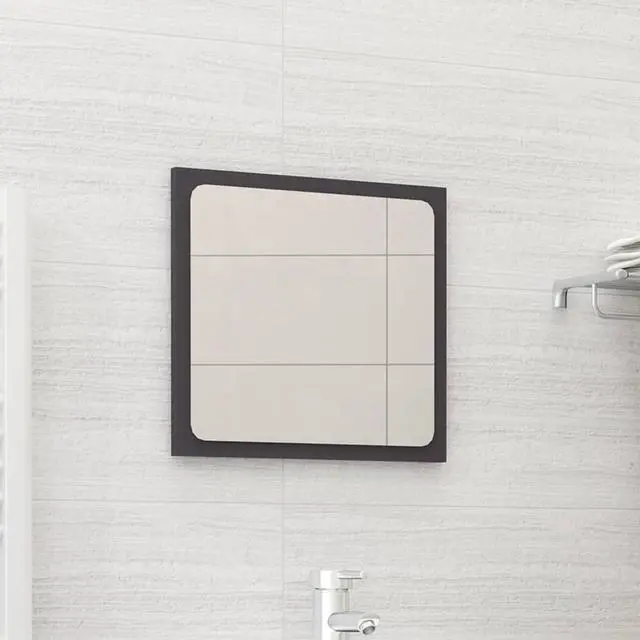 Alt view image 6 of 8 - vidaXL Mirror Vanity Mirror Wall Mounted Bath Mirror Gray Engineered Wood