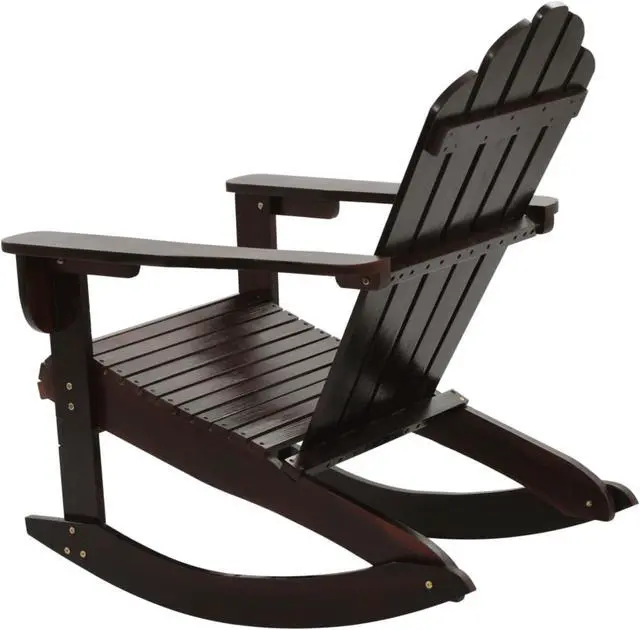 Alt view image 7 of 15 - vidaXL Adirondack Rocking Chair Porch Rocker Outdoor Patio Chair Wood Brown