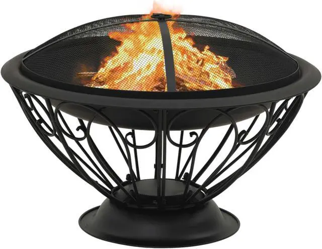 Alt view image 9 of 13 - vidaXL Fire Pit Outdoor Fireplace for Camping Firebowl with Poker XXL Steel