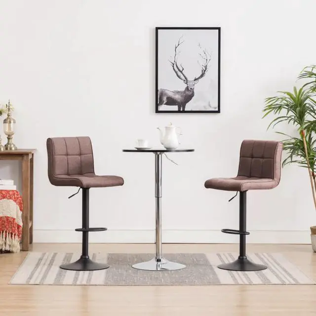 Alt view image 8 of 11 - vidaXL Swivel Bar Stool Counter Height Stool Island Stool 2 Pcs Taupe Fabric