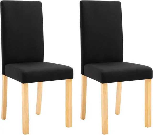 Alt view image 9 of 11 - vidaXL Dining Chairs 2 Pcs Accent Side Chair with Solid Wood Legs Black Fabric