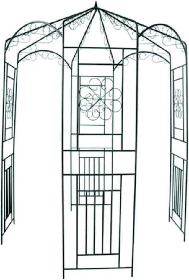 Alt view image 5 of 6 - vidaXL Garden Arch Garden Trellis for Climbing Plants Metal Arbor Dark Green