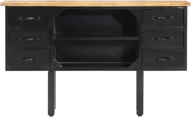 Alt view image 3 of 14 - vidaXL Sideboard 43.3"x11.8"x25.6" Solid Rough Mango Wood and Steel