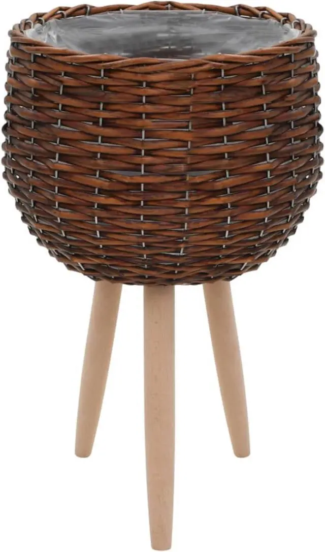 Alt view image 10 of 10 - vidaXL Planters Flower Boxes with PE Lining Wicker Plant Boxes 3 Pcs Solid Wood