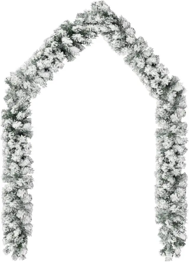 Alt view image 2 of 11 - vidaXL Christmas Garland with Flocked Snow Green 16.4' PVC