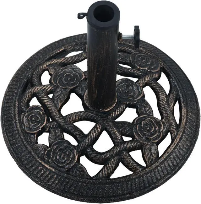 Alt view image 10 of 10 - vidaXL Umbrella Base Patio Umbrella Stand Black and Bronze 19.8 lb Cast Iron