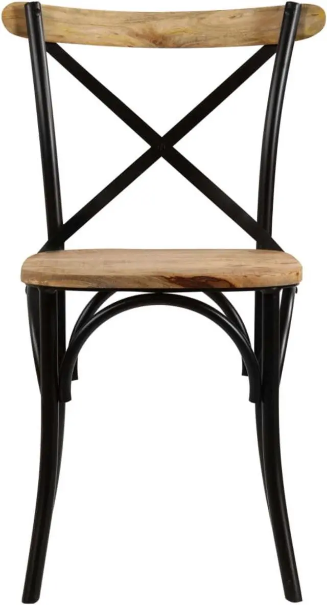 Alt view image 10 of 11 - vidaXL Dining Chair 2 Pcs Cross Back Chair for Kitchen Black Solid Wood Mango