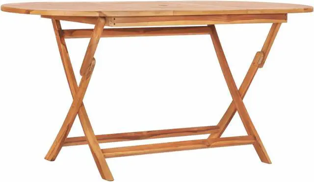 Alt view image 7 of 10 - vidaXL Solid Teak Wood Folding Patio Table Weather Resistant 62.9" Dining