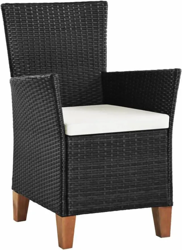 Alt view image 8 of 14 - vidaXL Patio Chairs 2 Pcs Dining Single Chair with Cushions Poly Rattan Black
