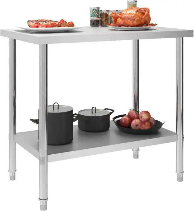 Alt view image 9 of 13 - vidaXL Work Table Stainless Steel Table for Restaurant Home and Hotel Commercia