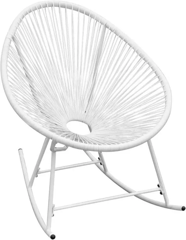 Alt view image 6 of 20 - vidaXL Rocking Chair All Weather Resistant Patio Rocker Chair White Poly Rattan