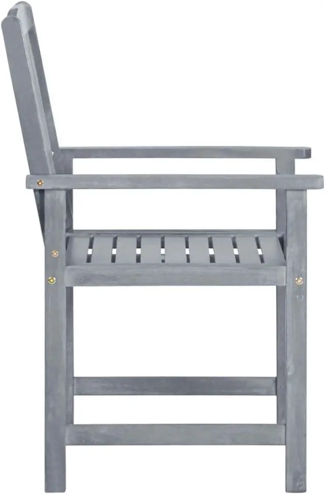 Alt view image 11 of 15 - vidaXL Patio Chairs 2 Pcs Dining Chair with Armrest Solid Wood Acacia Gray