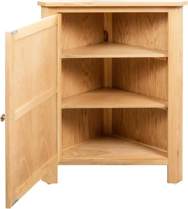 Alt view image 11 of 20 - vidaXL Solid Oak Wood Corner Cabinet Space Saving Storage 23.2" Hallway Shelf