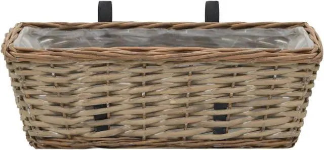 Alt view image 10 of 11 - vidaXL 2x Balcony Planters Wicker with PE Lining 15.7" Plant Raised Flower Bed