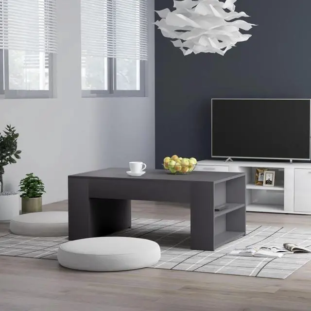 Alt view image 6 of 13 - vidaXL Coffee Table End Table with Storage for Living Room Gray Engineered Wood