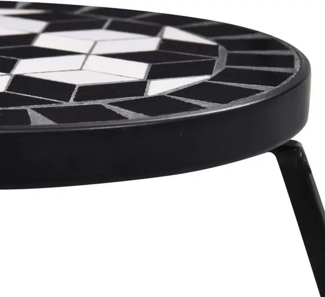 Alt view image 11 of 15 - vidaXL Table 3 Pcs Flower Pot Stand for Living Room Black and White Ceramic