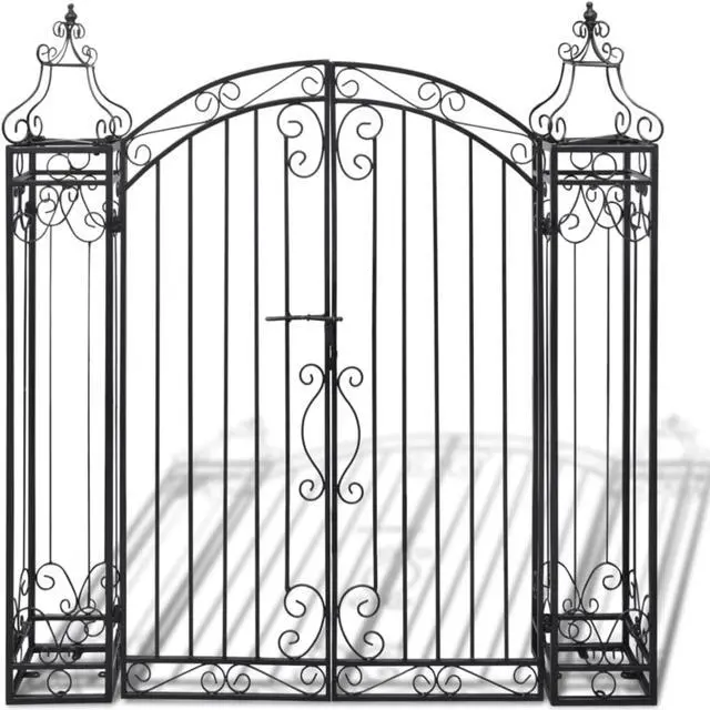 Alt view image 6 of 10 - vidaXL Garden Gate Ornamental Fence Gate with Bolt Hinge Trellis Wrought Iron