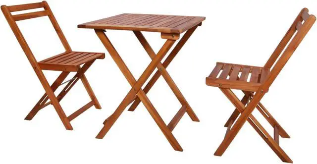 Alt view image 8 of 11 - vidaXL Patio Bistro Set 3 Piece Folding Table and Chairs Solid Acacia Wood