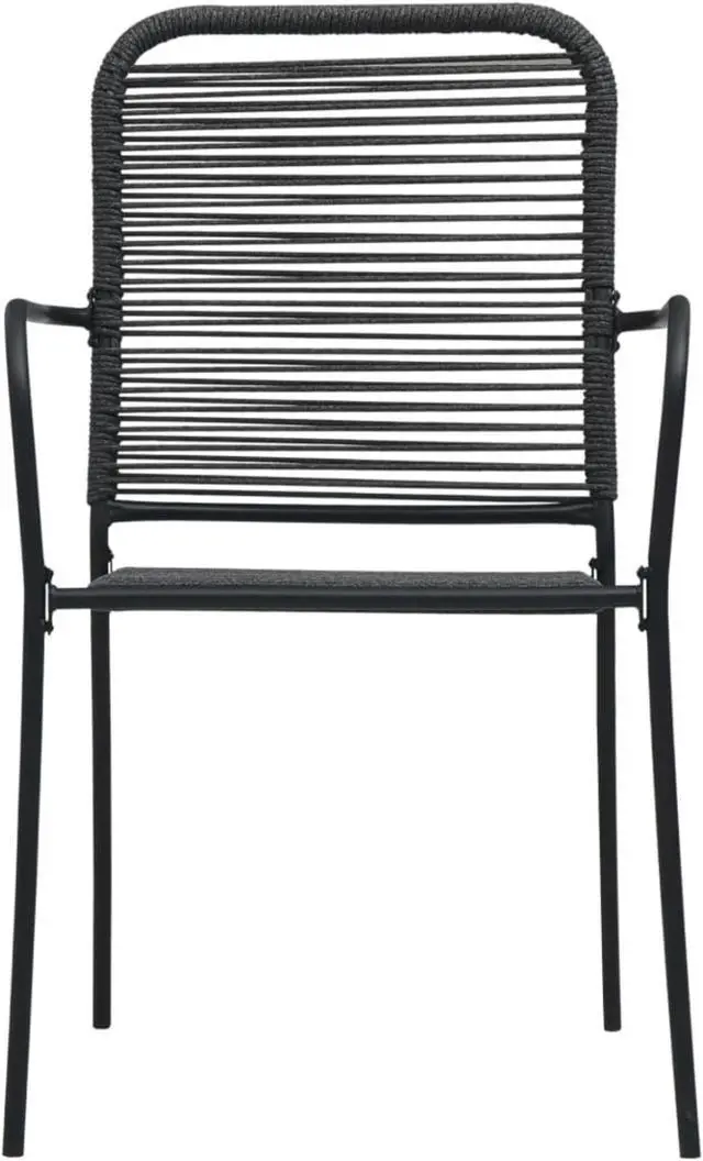 Alt view image 10 of 10 - vidaXL Patio Chairs 4 Pcs Outdoor Patio Chair Cotton Rope and Steel Black