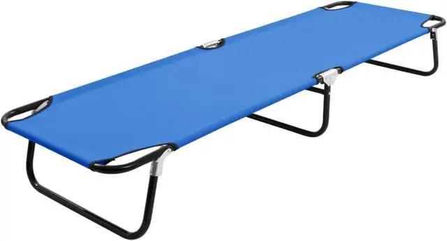 Alt view image 8 of 12 - vidaXL Patio Lounge Chair Folding Sunlounger Sunbed for Poolside Blue Steel