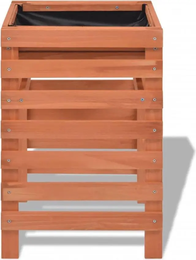 Alt view image 8 of 11 - vidaXL Planter Raised Flower Bed with Lining Patio Plant Box Solid Fir Wood
