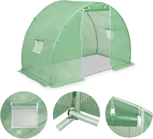 Alt view image 9 of 11 - vidaXL Greenhouse with Steel Foundation 48.4 ftÂ² 10' Walk-In Plant Gardening