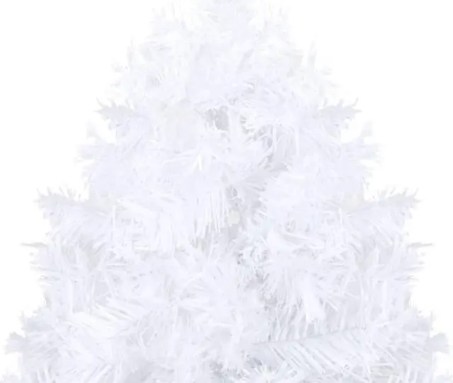 Alt view image 8 of 14 - vidaXL Christmas Tree Artificial Tree with Stand and Thick Branches White PVC