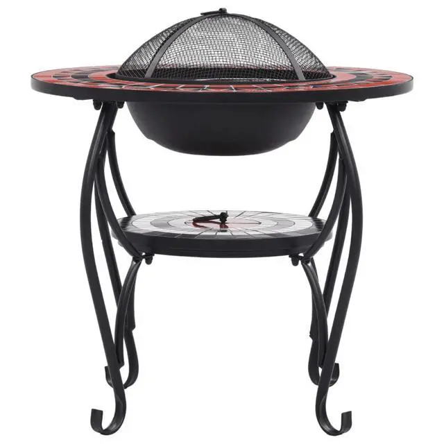 Alt view image 11 of 17 - vidaXL Fire Pit Table Fireplace for Camping Picnic Terracotta and White Ceramic