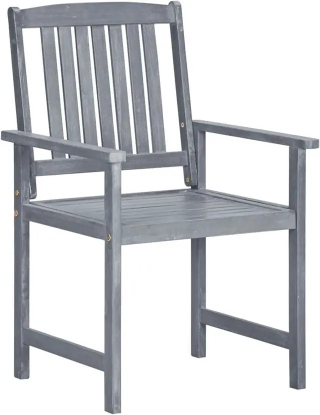 Alt view image 9 of 15 - vidaXL Patio Chairs 2 Pcs Dining Chair with Armrest Solid Wood Acacia Gray