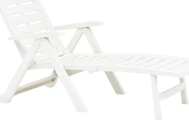 Alt view image 4 of 13 - vidaXL Folding Sun Lounger Plastic White