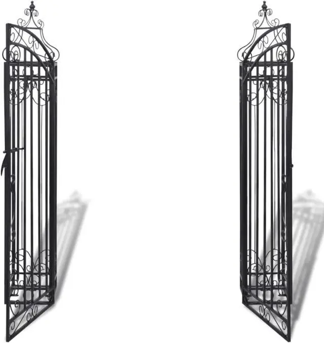 Alt view image 7 of 10 - vidaXL Garden Gate Ornamental Fence Gate with Bolt Hinge Trellis Wrought Iron
