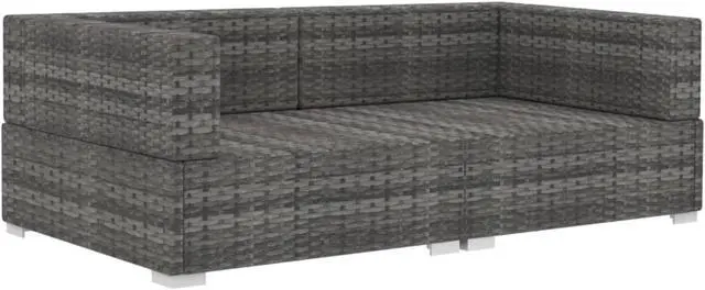 Alt view image 7 of 11 - vidaXL 2 Seater Sofa Couch with Cushions Patio Wicker Love Seat PE Rattan Gray