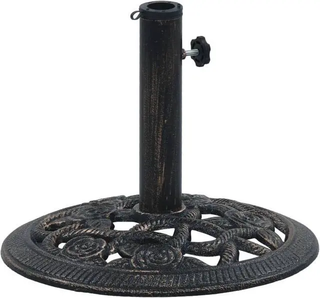 Alt view image 7 of 10 - vidaXL Umbrella Base Patio Umbrella Stand Black and Bronze 19.8 lb Cast Iron