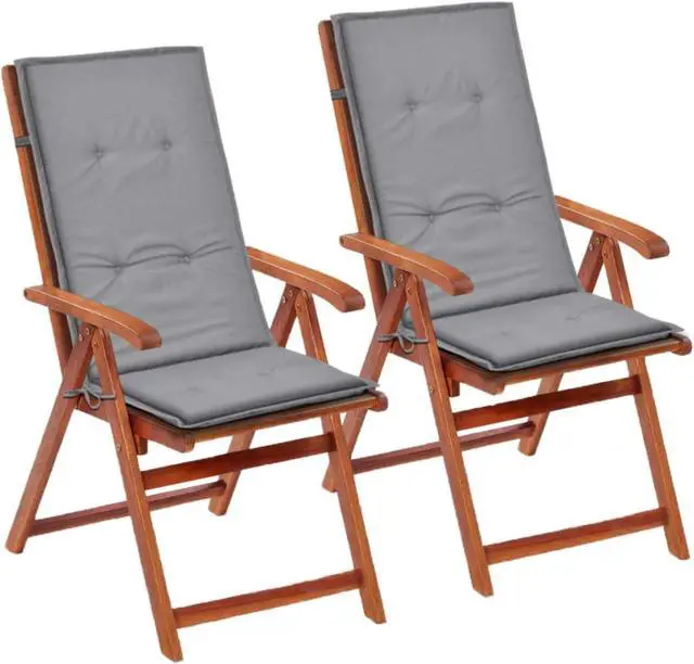 Alt view image 7 of 17 - vidaXL Chair Cushion 2 Pcs Outdoor Garden High Back Chair Cushion Gray Fabric