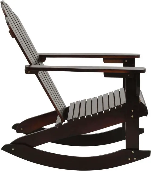 Alt view image 6 of 15 - vidaXL Adirondack Rocking Chair Porch Rocker Outdoor Patio Chair Wood Brown