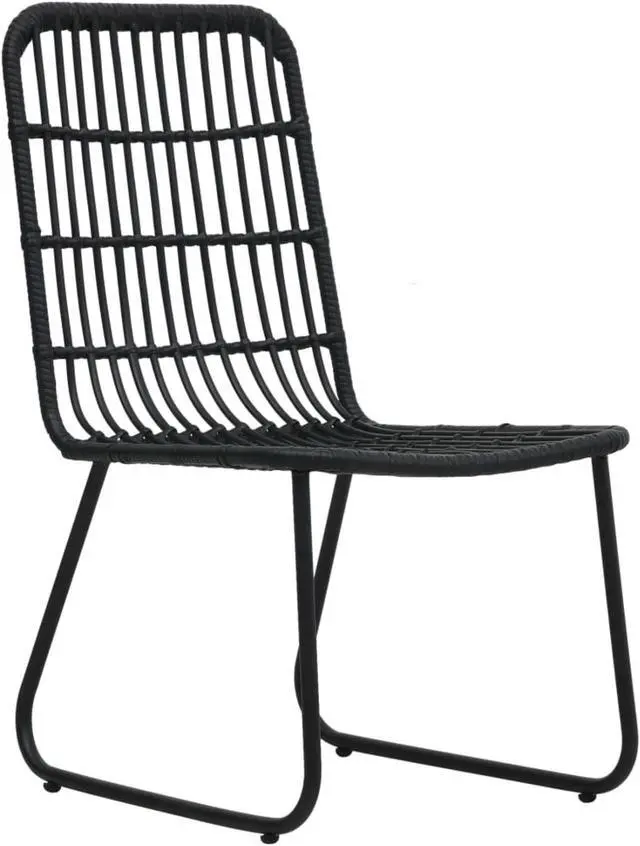 Alt view image 2 of 14 - vidaXL Garden Chair Set of 2 Black PE Rattan, Powder-Coated Steel