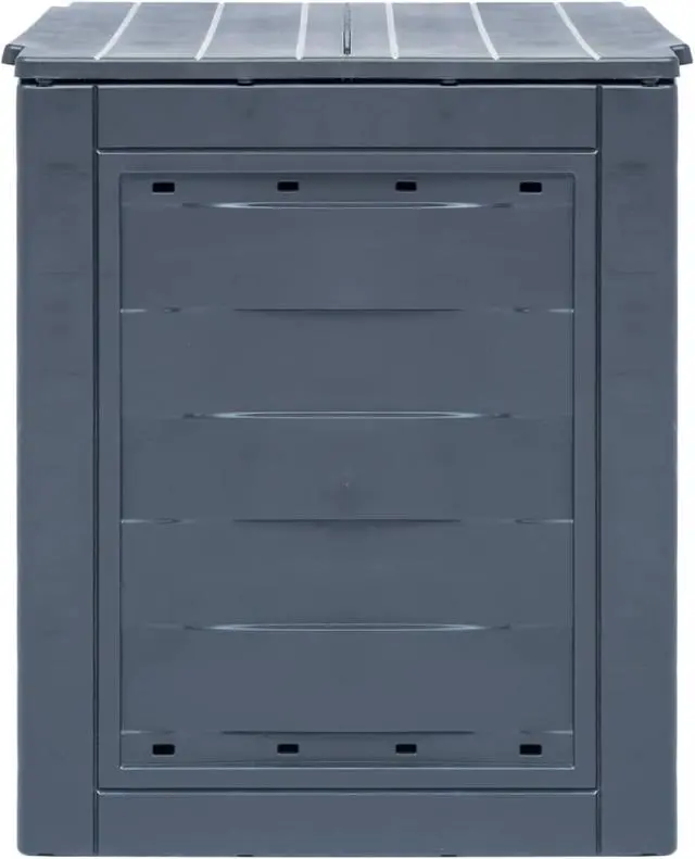 Alt view image 11 of 11 - vidaXL Garden Composter Trash Can Outdoor Compost Bin with Lid Gray Plastic