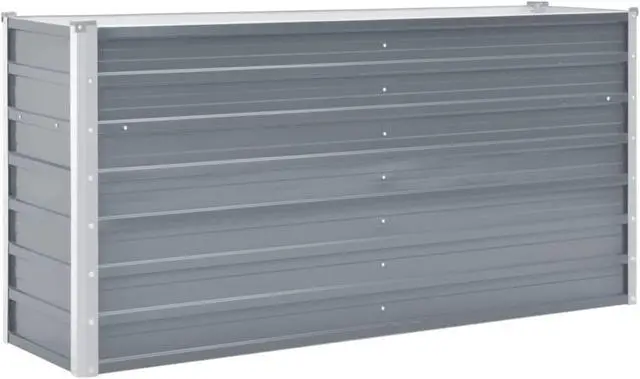 Alt view image 8 of 16 - vidaXL Raised Garden Bed Flower Bed Galvanized Steel Outdoor Planter Gray