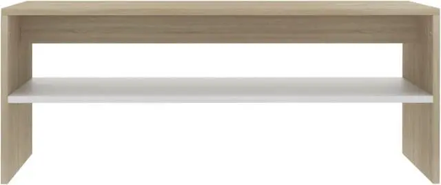Alt view image 9 of 10 - vidaXL Coffee Table End Table with Storage White and Sonoma Oak Engineered Wood