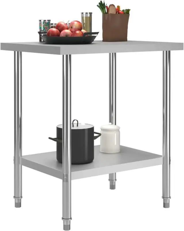 Alt view image 9 of 17 - vidaXL Work Table Stainless Steel Table for Restaurant Home and Hotel Commercia